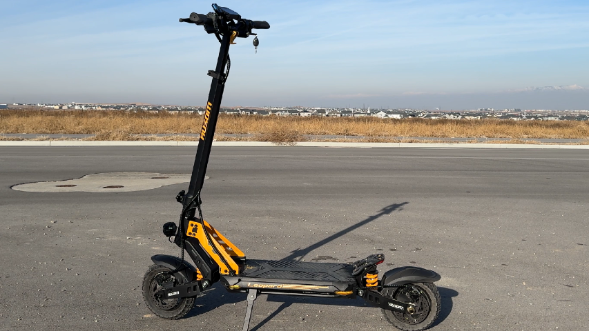 The Ausom Leopard Electric Scooter excels with its superior hill-climbing ability, dual disc and electronic brakes, and a long-range battery capable of over 25 miles.